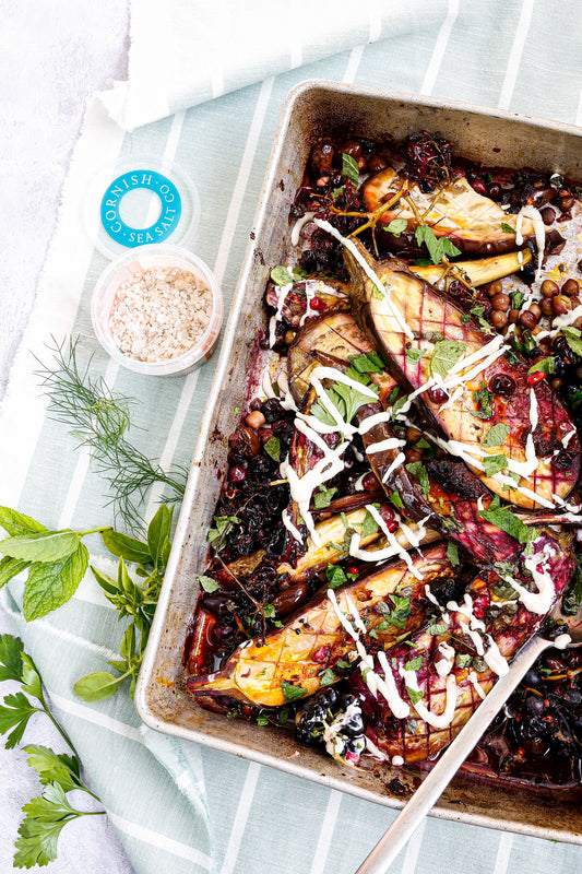 Roasted Aubergine & Grapes