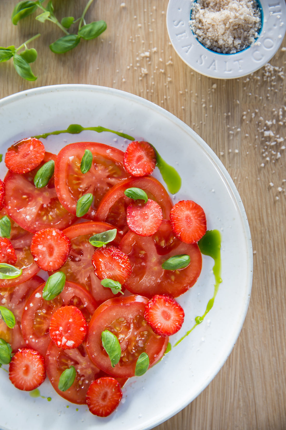 Tomato, strawberry and basil salad