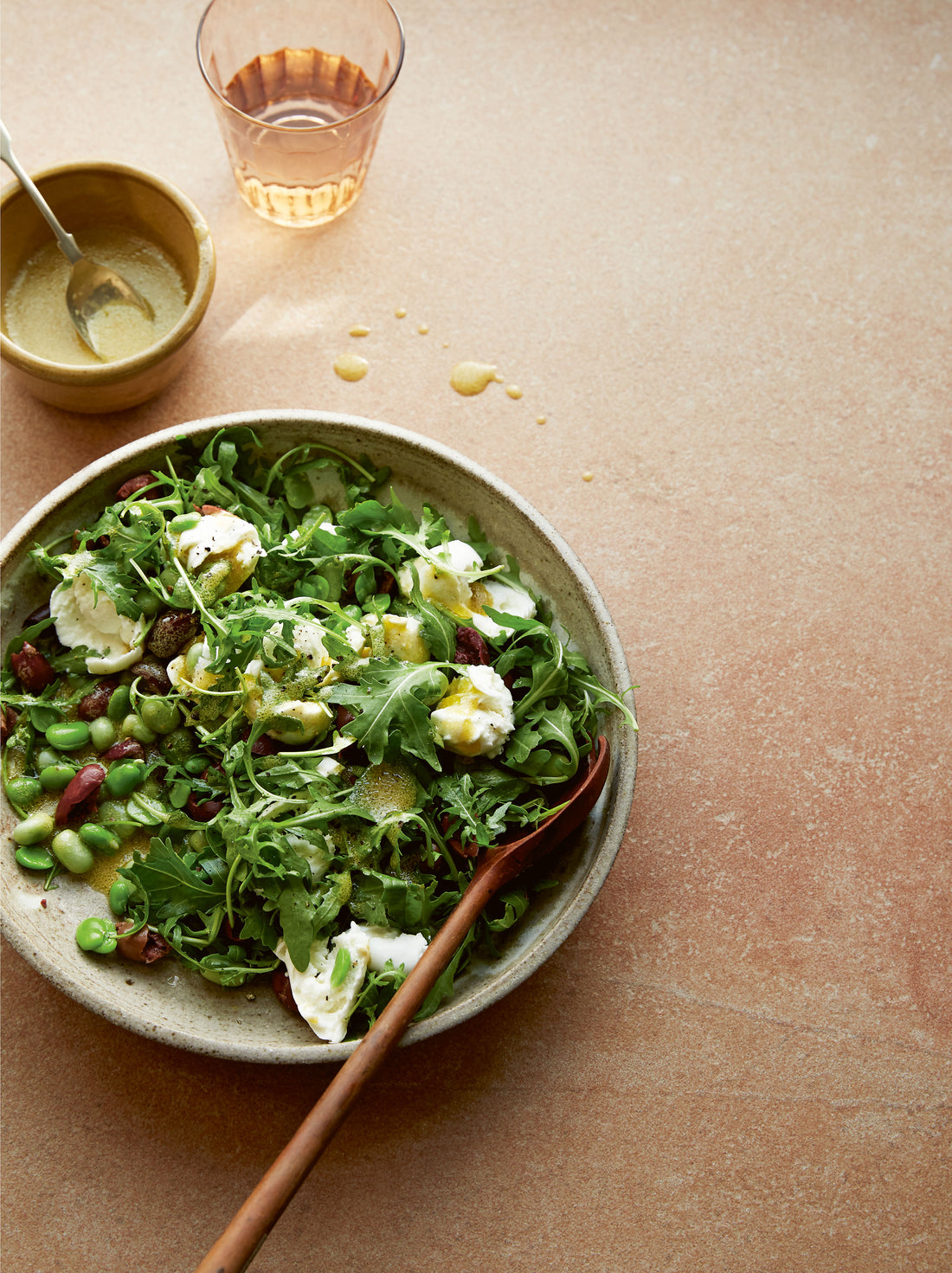 Buffalo Mozzarella, Broad Bean, Olive, Lemon And Rocket Salad by Emily Scott