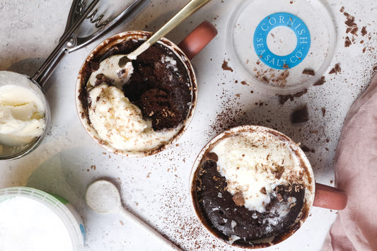 Easy Chocolate Mug Pudding with Cornish Sea Salt Flakes