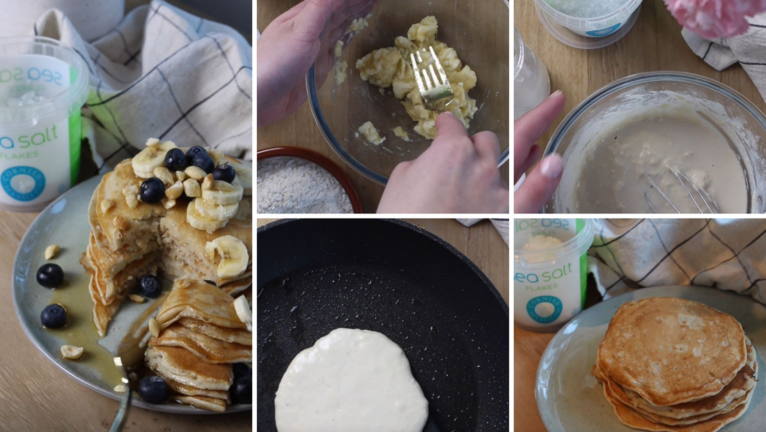 Vegan Banana Pancakes with Cornish Sea Salt Flakes