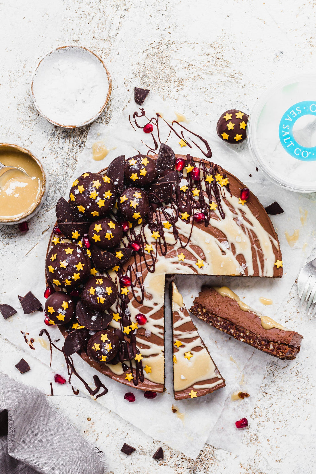 Vegan Salted Caramel Chocolate Cheesecake by Nourishing Amy