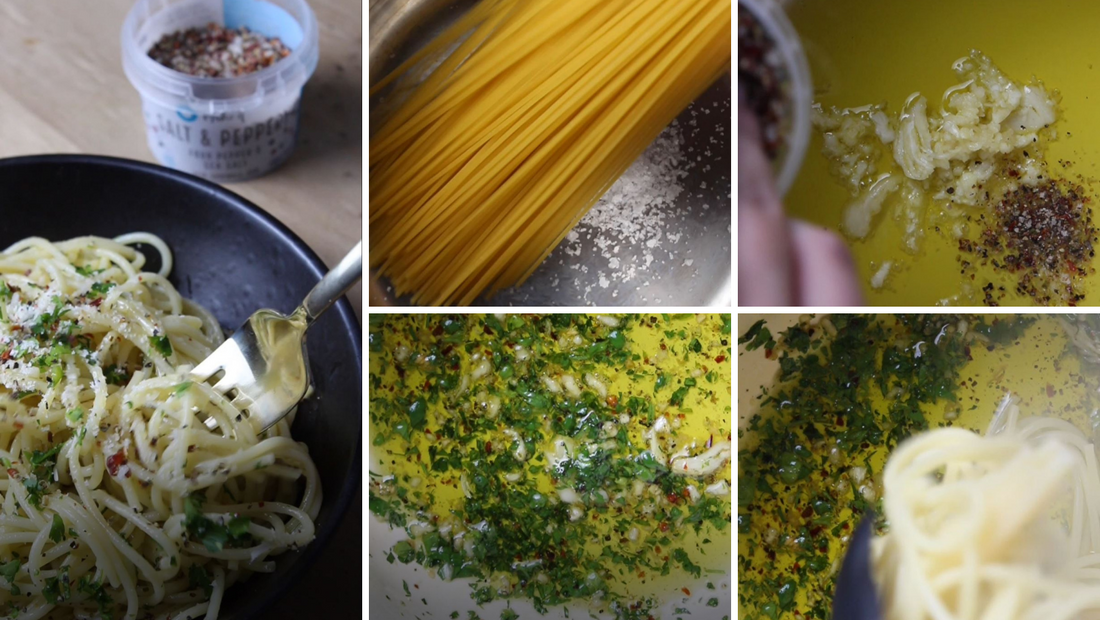 Spaghetti aglio e olio with Cornish Sea Salt & Peppery